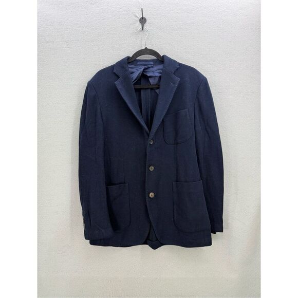 Alton Lane Mens Navy Blue Knit Single Breasted Three Button Blazer Size 42R - Picture 10 of 10
